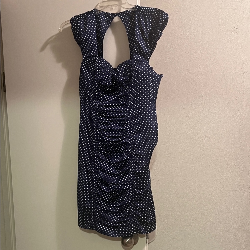 Guess Navy Backless Polka Dot Dress